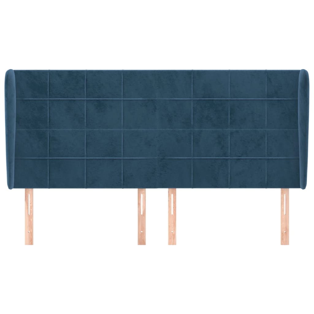 Hoofdbord met randen 163x23x118/128 cm fluweel donkerblauw 163 x 23 x 118/128 cm Donkerblauw