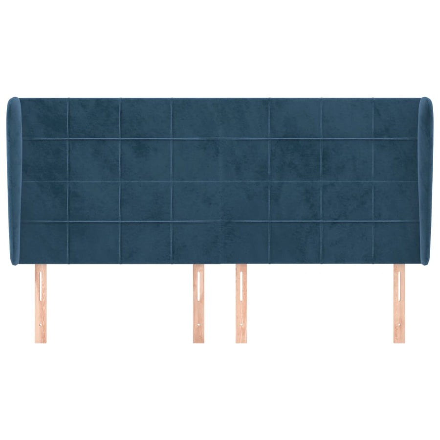 Hoofdbord met randen 163x23x118/128 cm fluweel donkerblauw 163 x 23 x 118/128 cm Donkerblauw