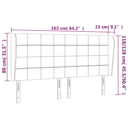 Hoofdbord met randen 163x23x118/128 cm fluweel donkerblauw 163 x 23 x 118/128 cm Donkerblauw