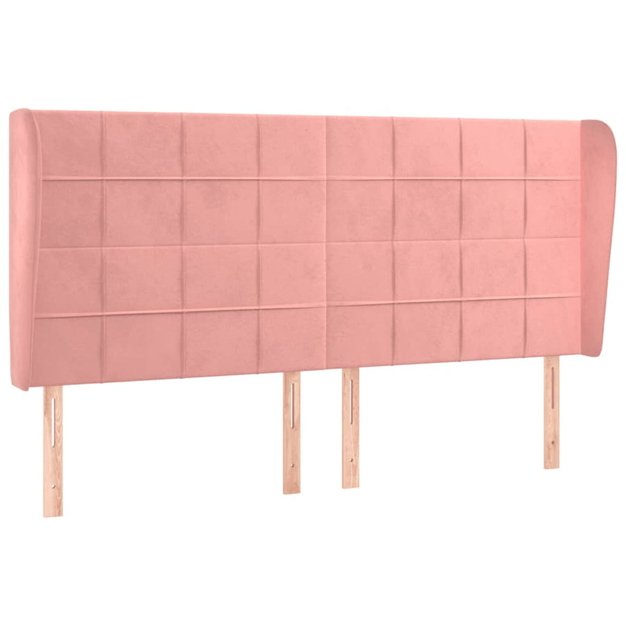 Hoofdbord met randen 163x23x118/128 cm fluweel roze 163 x 23 x 118/128 cm Roze