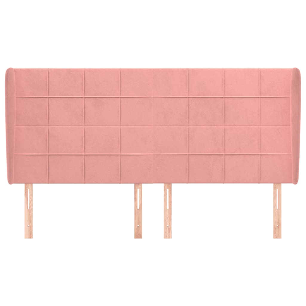 Hoofdbord met randen 163x23x118/128 cm fluweel roze 163 x 23 x 118/128 cm Roze