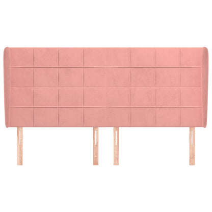 Hoofdbord met randen 163x23x118/128 cm fluweel roze 163 x 23 x 118/128 cm Roze