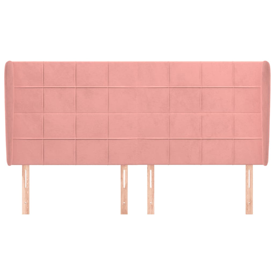 Hoofdbord met randen 163x23x118/128 cm fluweel roze 163 x 23 x 118/128 cm Roze