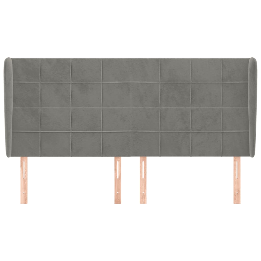 Hoofdbord met randen 183x23x118/128 cm fluweel lichtgrijs 183 x 23 x 118/128 cm Lichtgrijs