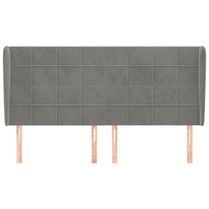 Hoofdbord met randen 183x23x118/128 cm fluweel lichtgrijs 183 x 23 x 118/128 cm Lichtgrijs