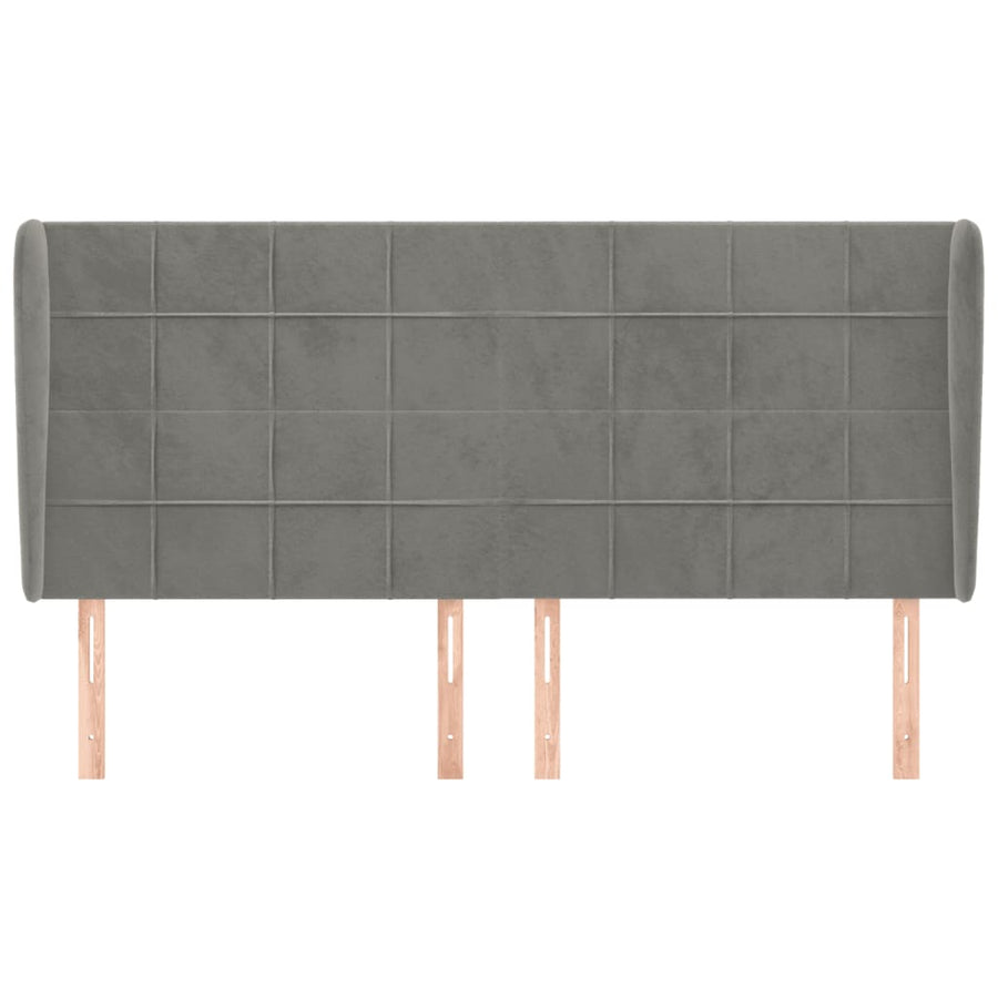 Hoofdbord met randen 183x23x118/128 cm fluweel lichtgrijs 183 x 23 x 118/128 cm Lichtgrijs