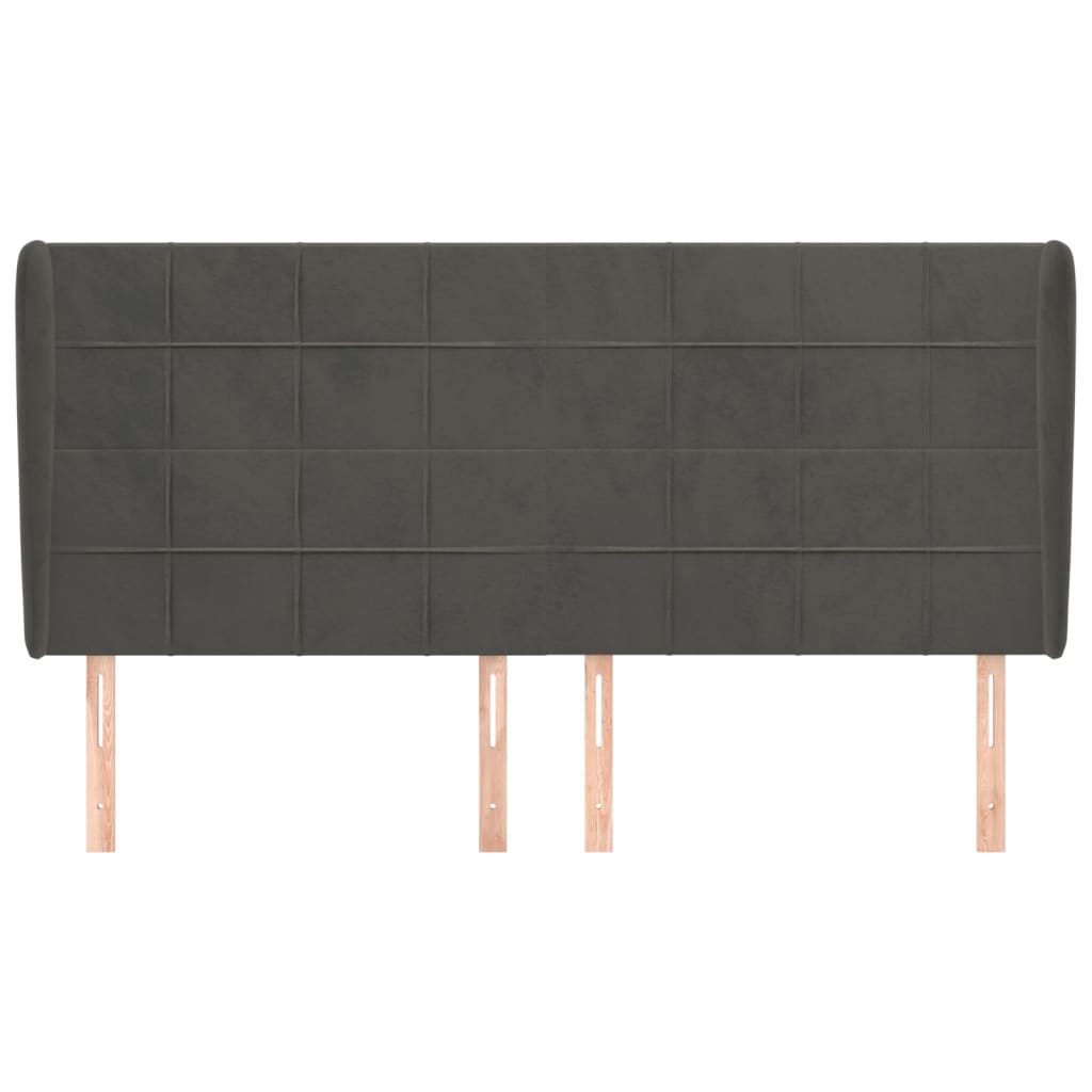 Hoofdbord met randen 183x23x118/128 cm fluweel donkergrijs 183 x 23 x 118/128 cm Donkergrijs