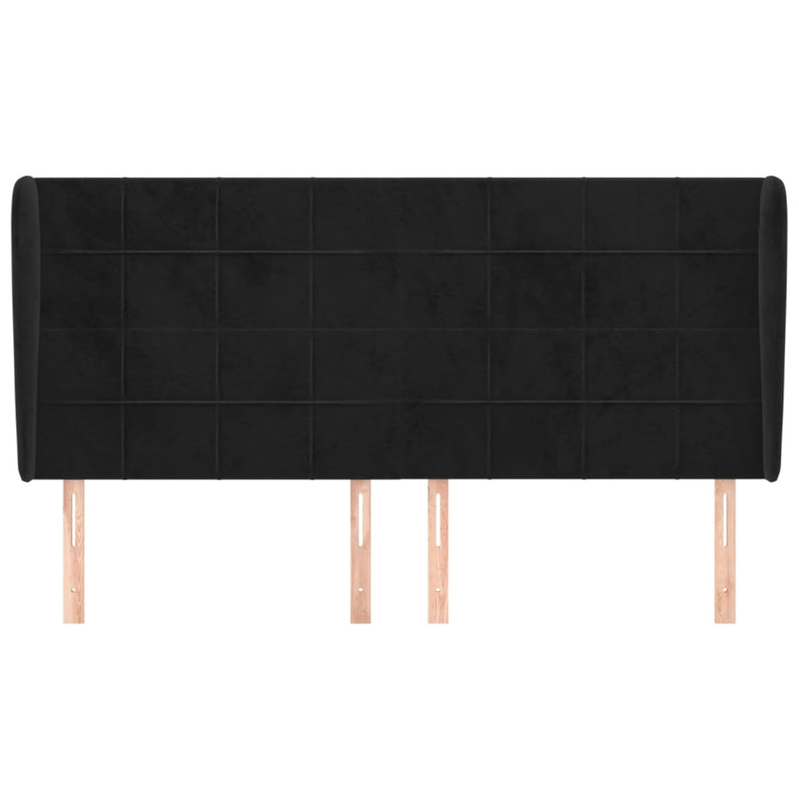 Hoofdbord met randen 183x23x118/128 cm fluweel zwart 183 x 23 x 118/128 cm Zwart