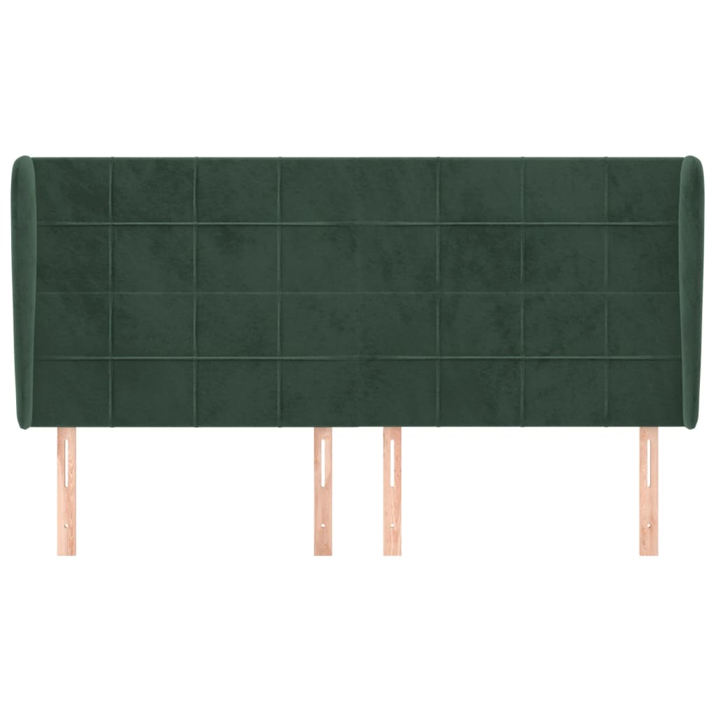 Hoofdbord met randen 183x23x118/128 cm fluweel donkergroen