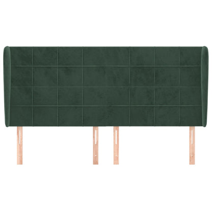 Hoofdbord met randen 183x23x118/128 cm fluweel donkergroen