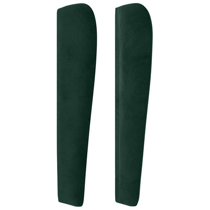 Hoofdbord met randen 183x23x118/128 cm fluweel donkergroen