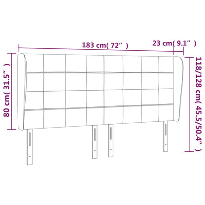 Hoofdbord met randen 183x23x118/128 cm fluweel donkergroen