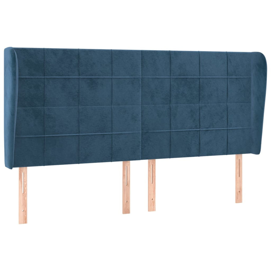 Hoofdbord Met Randen Fluweel 1 183 x 23 x 118/128 cm Donkerblauw