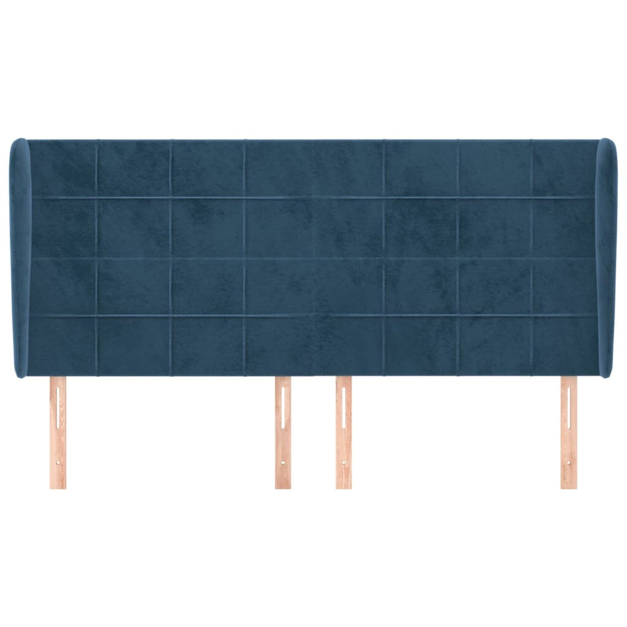 Hoofdbord Met Randen Fluweel 1 183 x 23 x 118/128 cm Donkerblauw