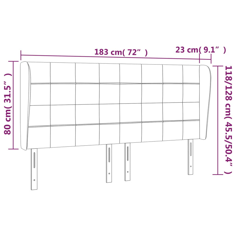 Hoofdbord Met Randen Fluweel 1 183 x 23 x 118/128 cm Donkerblauw