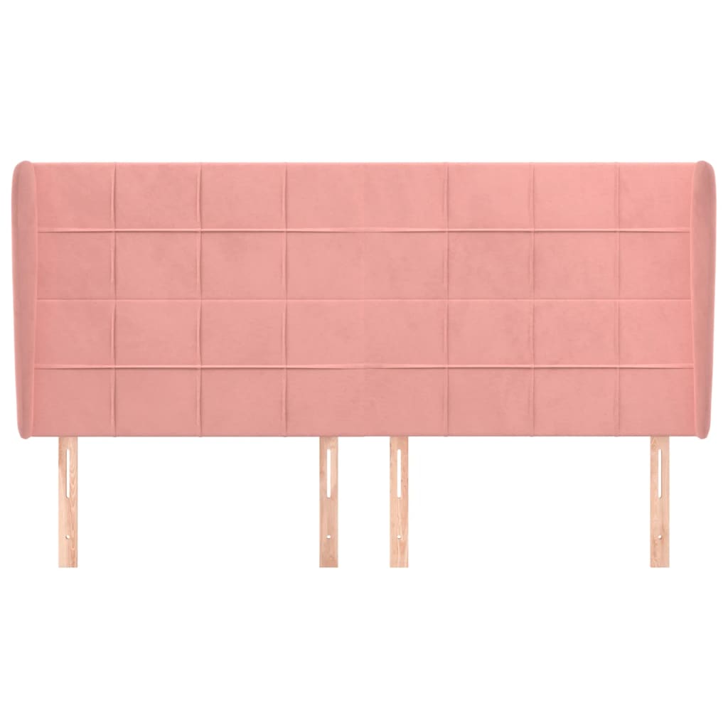 Hoofdbord Met Randen Fluweel 1 183 x 23 x 118/128 cm Roze