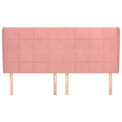 Hoofdbord Met Randen Fluweel 1 183 x 23 x 118/128 cm Roze