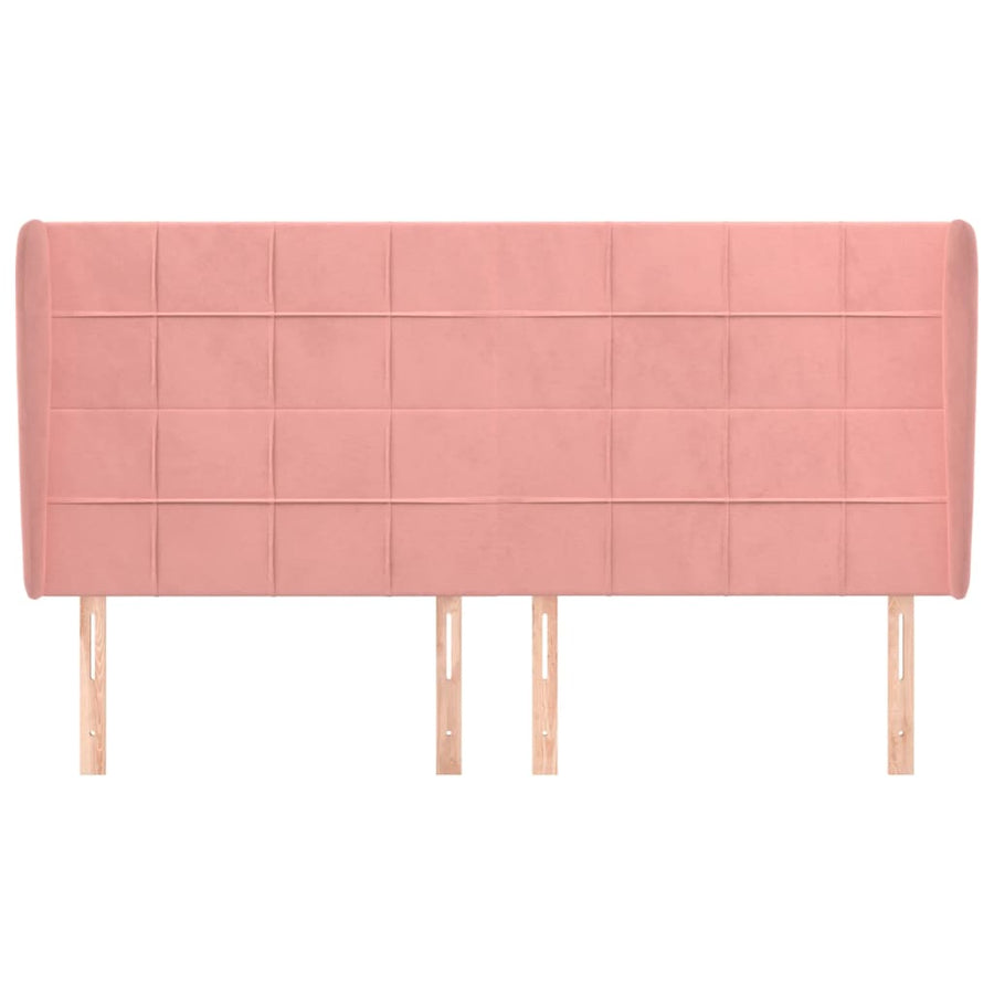Hoofdbord Met Randen Fluweel 1 183 x 23 x 118/128 cm Roze