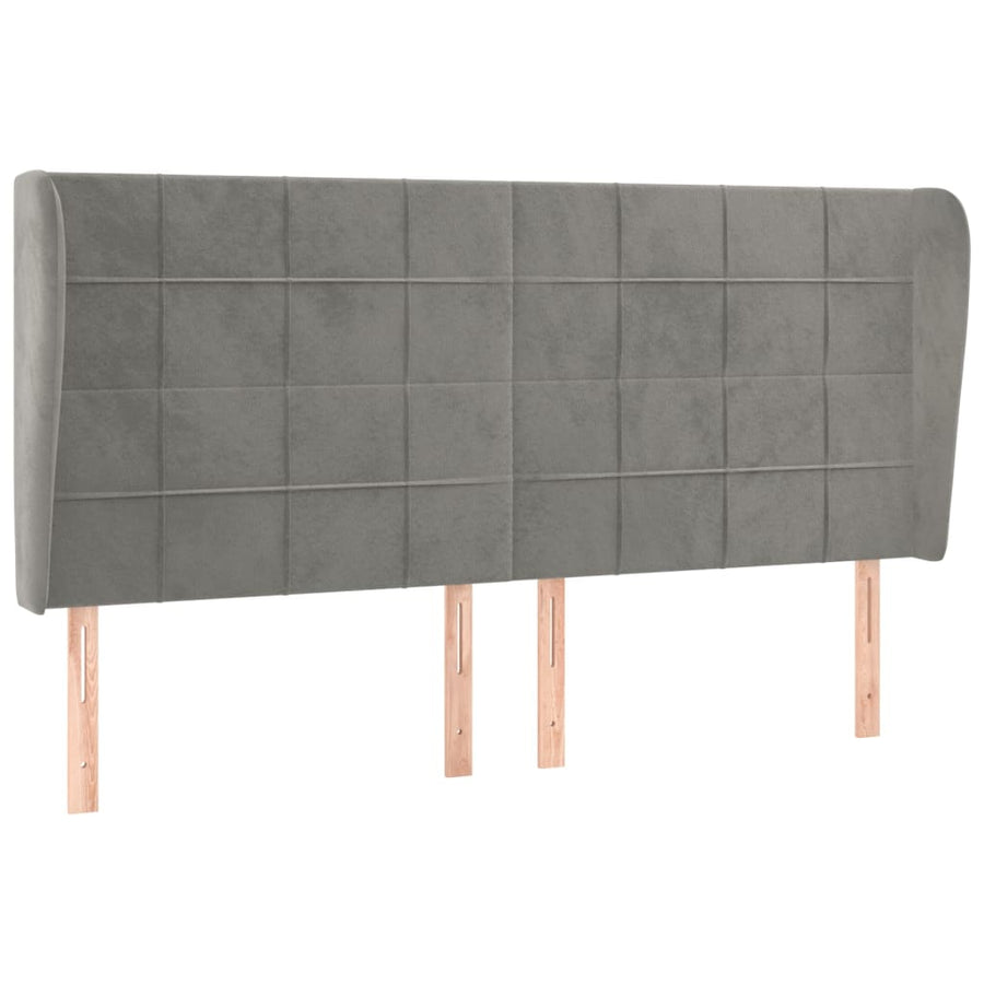 Hoofdbord met randen 203x23x118/128 cm fluweel lichtgrijs 203 x 23 x 118/128 cm Lichtgrijs