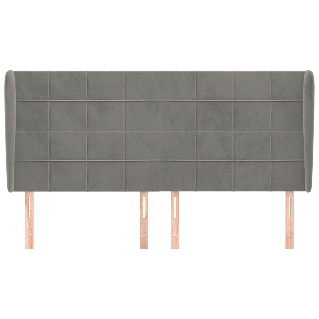 Hoofdbord met randen 203x23x118/128 cm fluweel lichtgrijs 203 x 23 x 118/128 cm Lichtgrijs