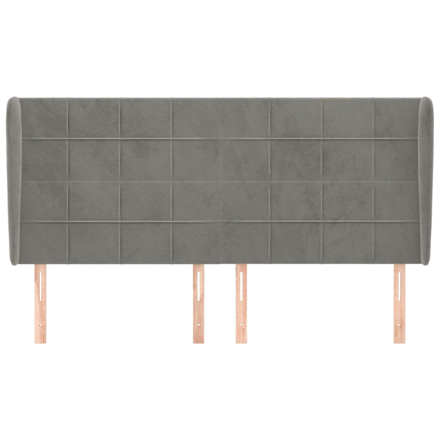 Hoofdbord met randen 203x23x118/128 cm fluweel lichtgrijs 203 x 23 x 118/128 cm Lichtgrijs