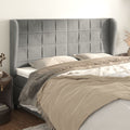 Headboard with borders 203x23x118/128 cm velvet light grey