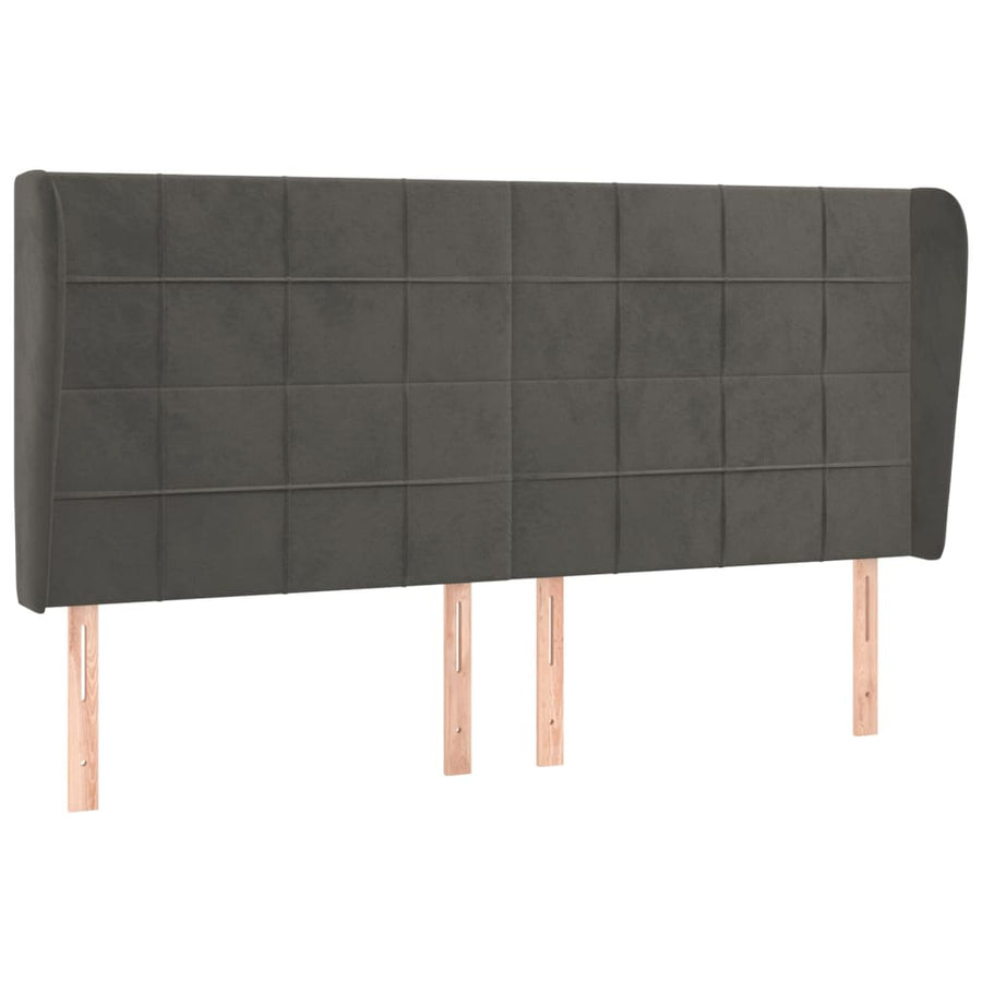 Hoofdbord met randen 203x23x118/128 cm fluweel donkergrijs 203 x 23 x 118/128 cm Donkergrijs
