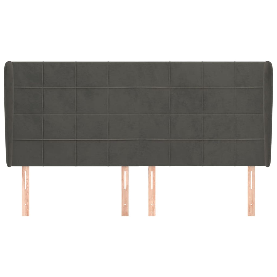 Hoofdbord met randen 203x23x118/128 cm fluweel donkergrijs 203 x 23 x 118/128 cm Donkergrijs