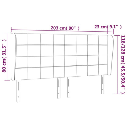 Hoofdbord met randen 203x23x118/128 cm fluweel donkergrijs 203 x 23 x 118/128 cm Donkergrijs