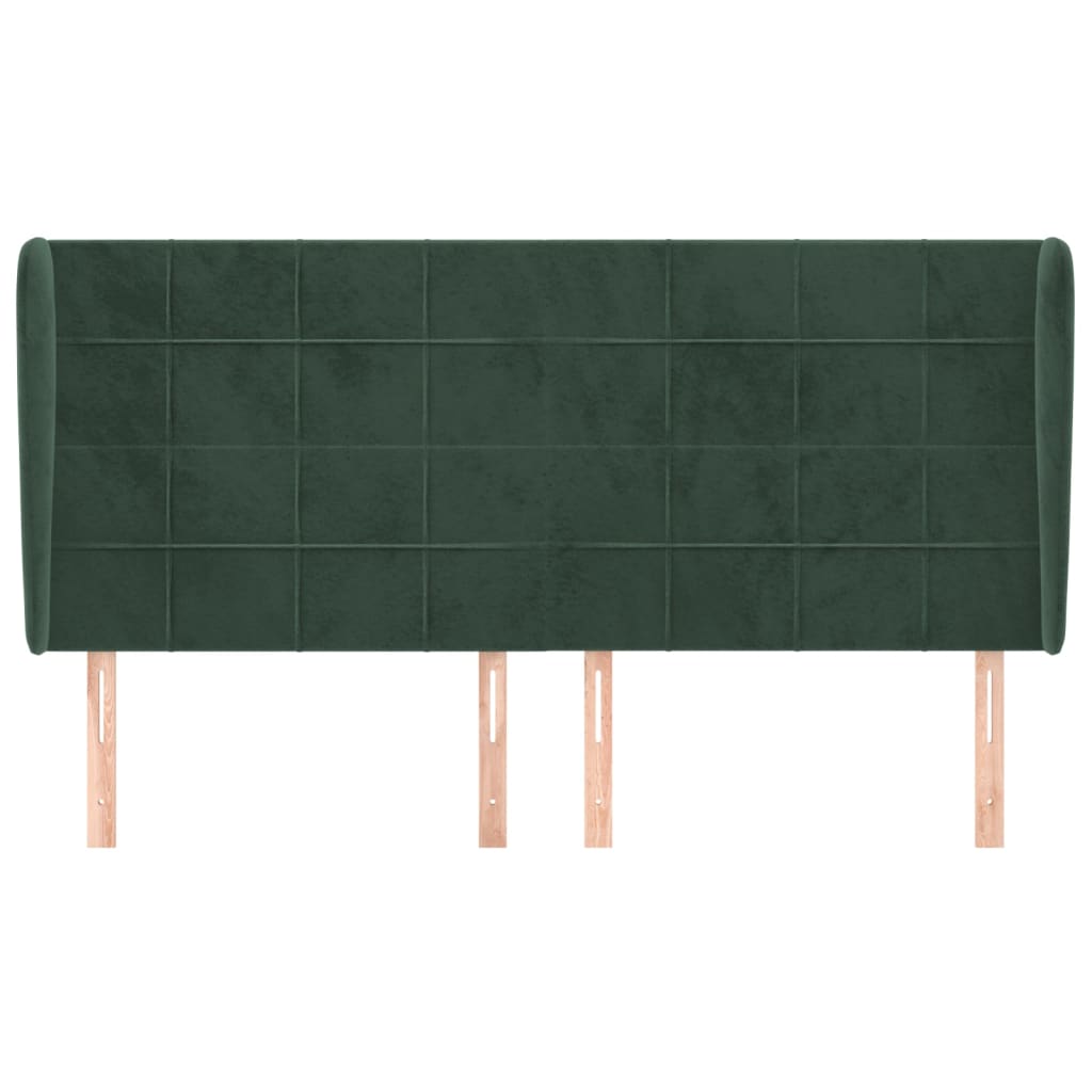 Hoofdbord met randen 203x23x118/128 cm fluweel donkergroen 203 x 23 x 118/128 cm Donkergroen