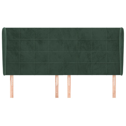 Hoofdbord met randen 203x23x118/128 cm fluweel donkergroen 203 x 23 x 118/128 cm Donkergroen