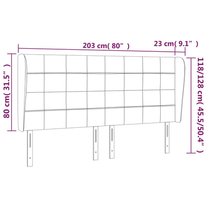 Hoofdbord met randen 203x23x118/128 cm fluweel donkergroen 203 x 23 x 118/128 cm Donkergroen
