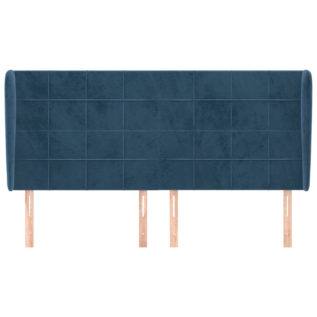 Hoofdbord met randen 203x23x118/128 cm fluweel donkerblauw 203 x 23 x 118/128 cm Donkerblauw
