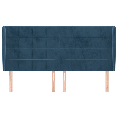 Hoofdbord met randen 203x23x118/128 cm fluweel donkerblauw 203 x 23 x 118/128 cm Donkerblauw
