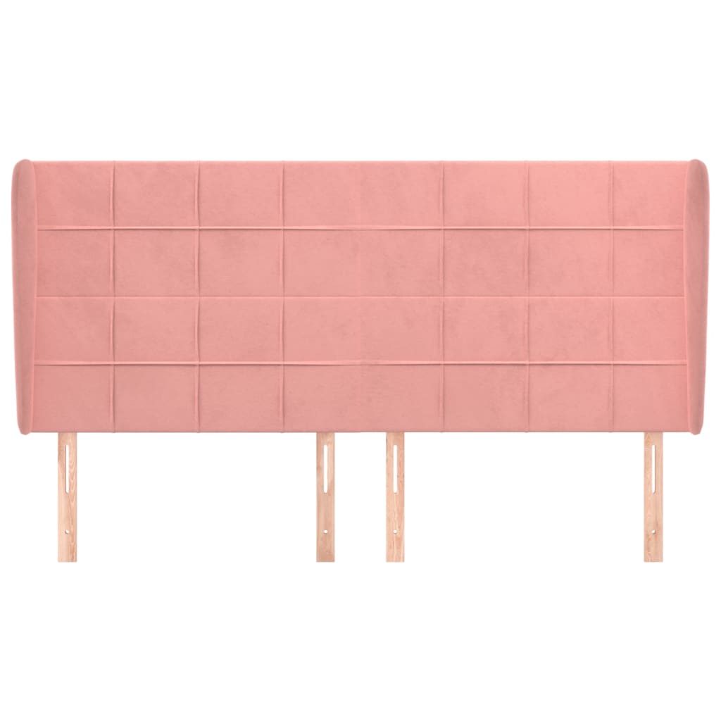 Hoofdbord met randen 203x23x118/128 cm fluweel roze 203 x 23 x 118/128 cm Roze
