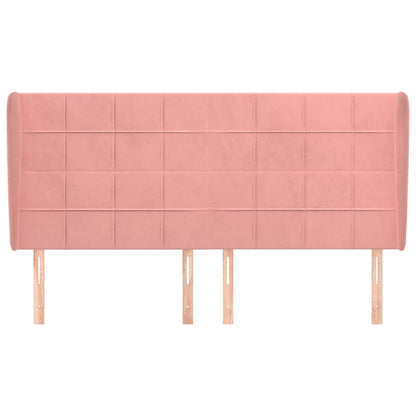 Hoofdbord met randen 203x23x118/128 cm fluweel roze 203 x 23 x 118/128 cm Roze