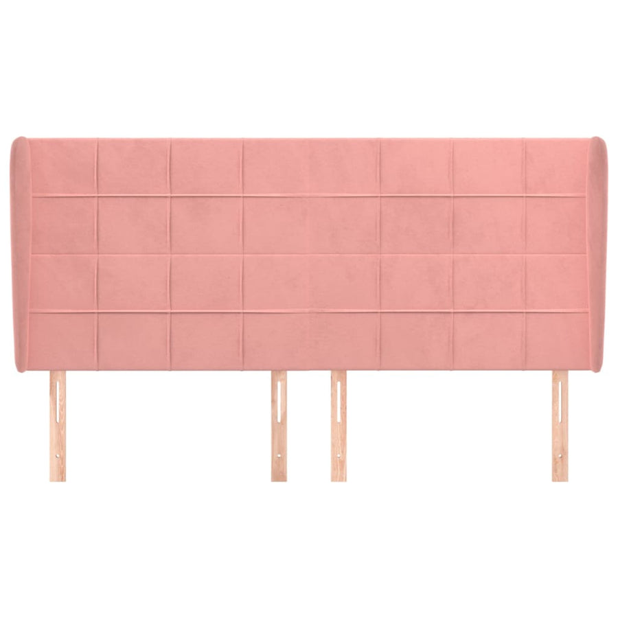 Hoofdbord met randen 203x23x118/128 cm fluweel roze 203 x 23 x 118/128 cm Roze