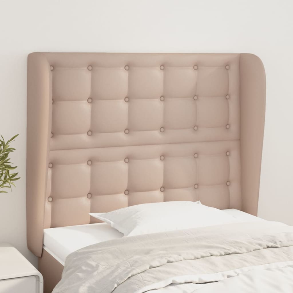 Hoofdbord met randen 83x23x118/128 cm kunstleer cappuccinokleur
