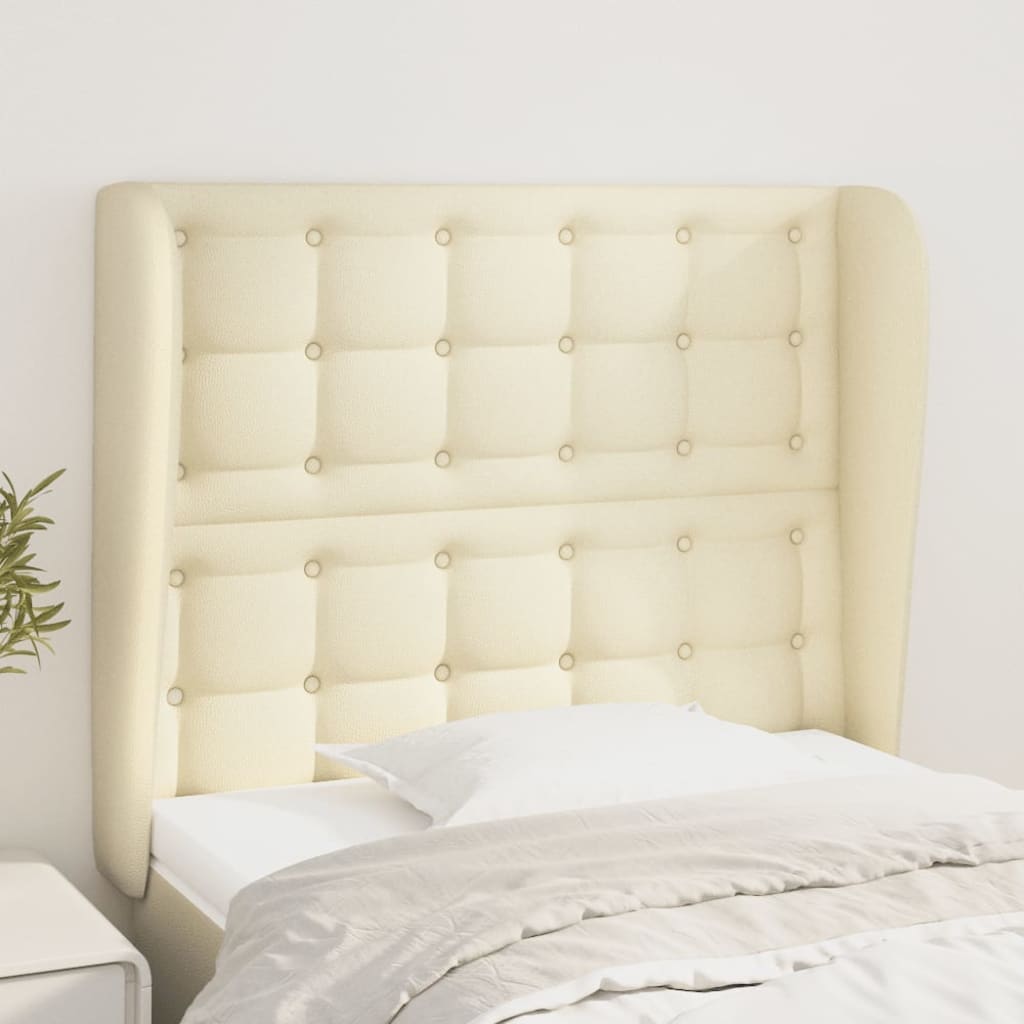 Hoofdbord Met Randen Kunstleer Kleurig 93 x 23 x 118/128 cm Crème