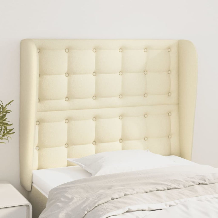Hoofdbord Met Randen Kunstleer Kleurig 93 x 23 x 118/128 cm Crème