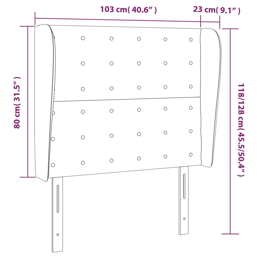 Hoofdbord Met Randen Kunstleer 103 x 23 x 118/128 cm Zwart