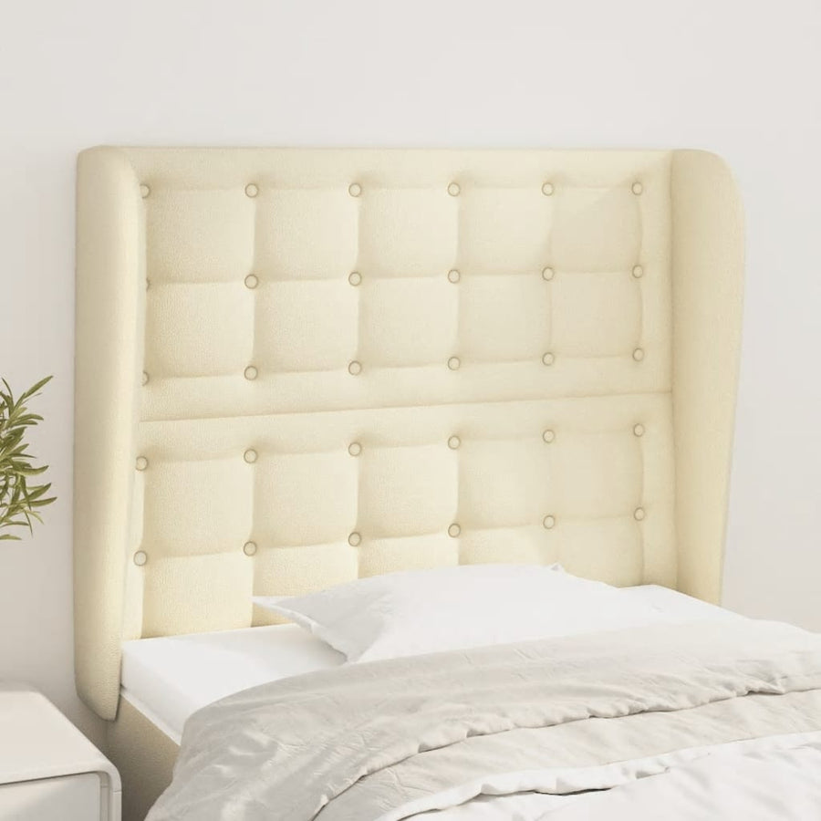 Hoofdbord Met Randen Kunstleer Kleurig 103 x 23 x 118/128 cm Crème