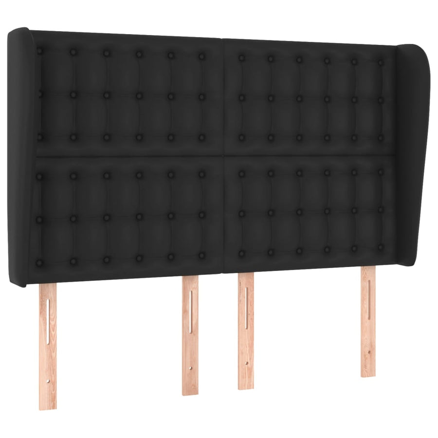 Hoofdbord Met Randen Kunstleer 147 x 23 x 118/128 cm Zwart