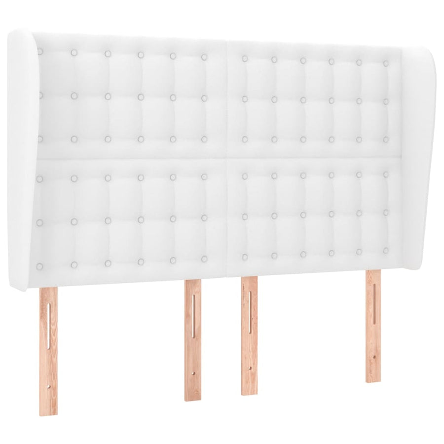 Hoofdbord Met Randen Kunstleer 147 x 23 x 118/128 cm Wit