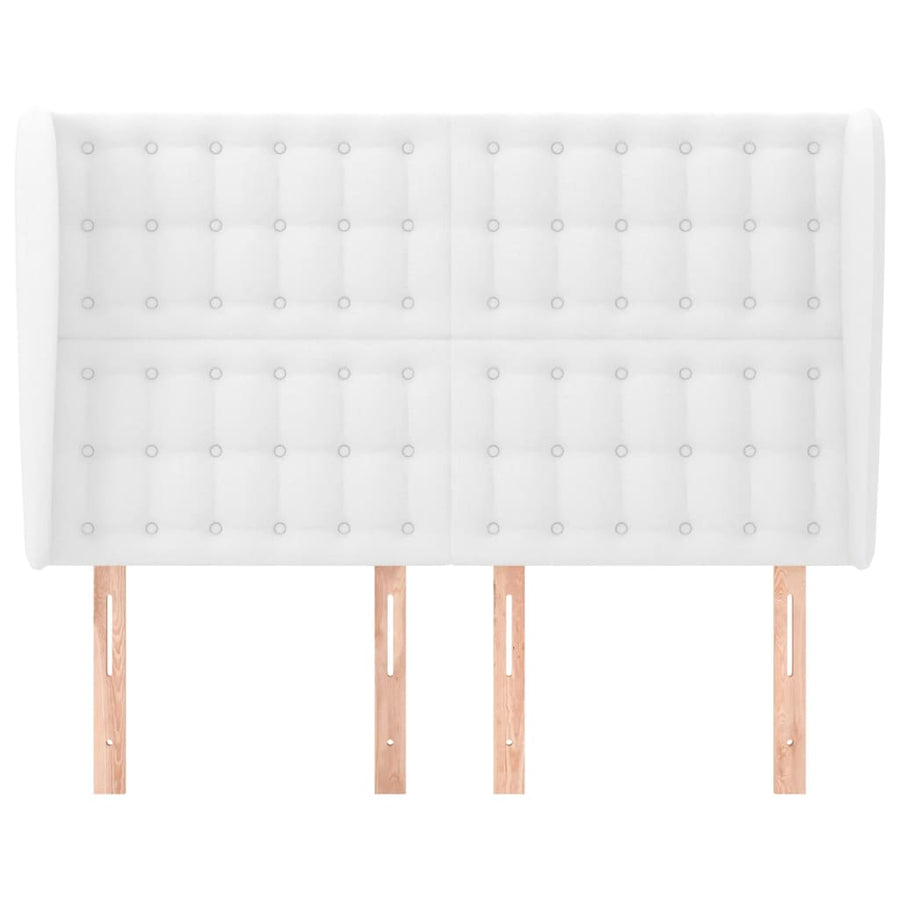 Hoofdbord Met Randen Kunstleer 147 x 23 x 118/128 cm Wit