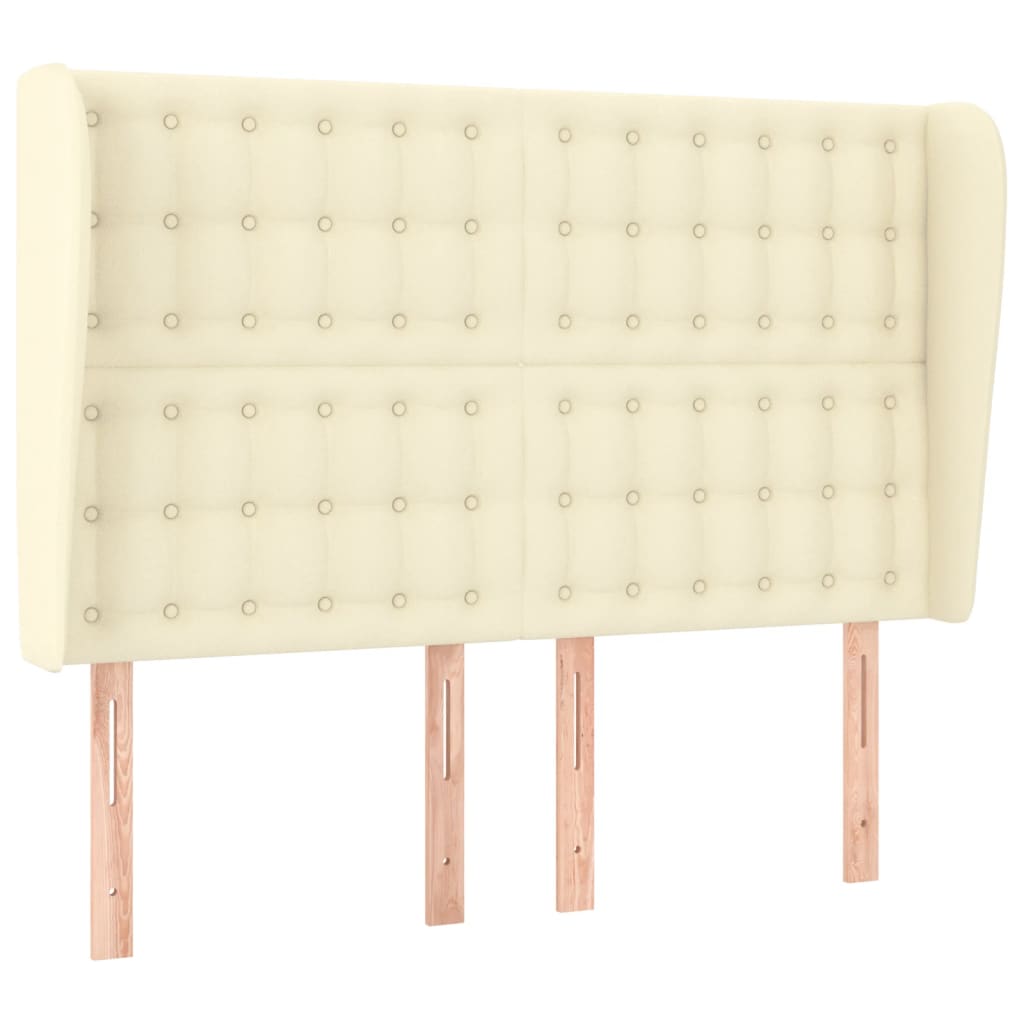 Hoofdbord Met Randen Kunstleer Kleurig 147 x 23 x 118/128 cm Crème