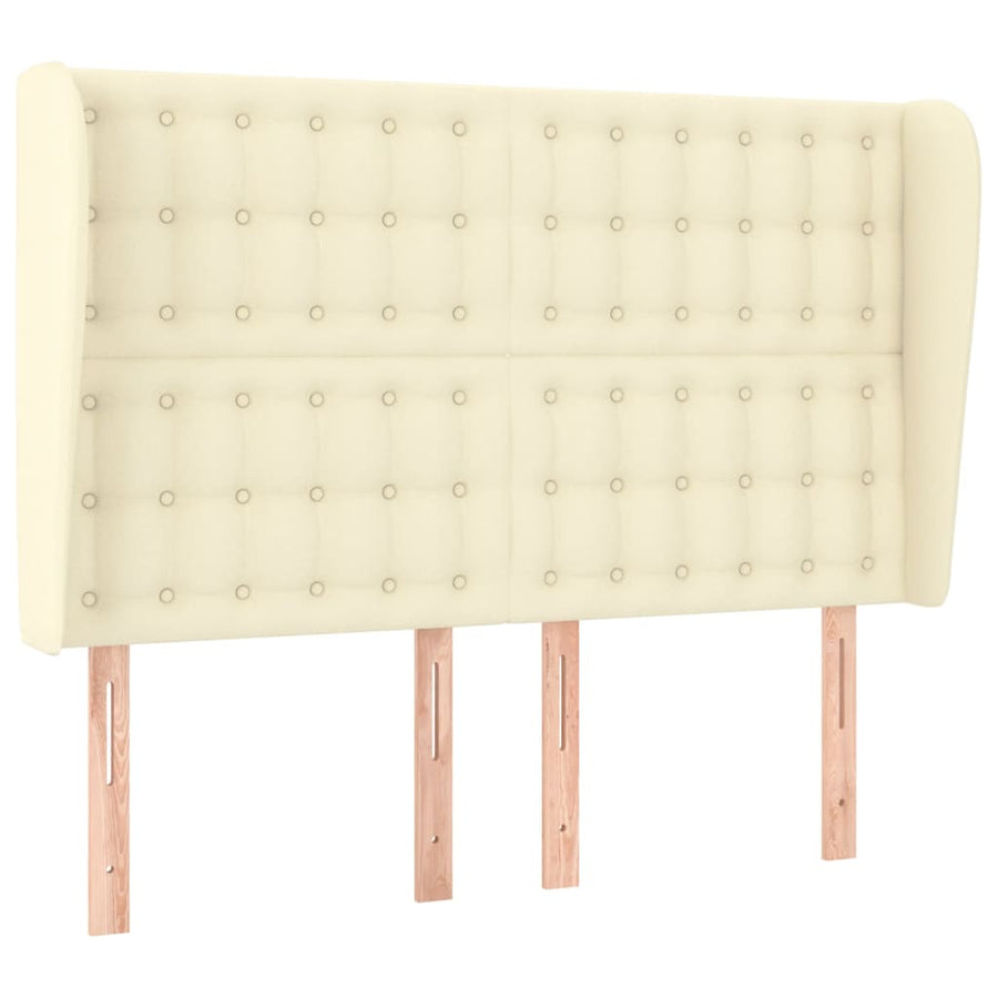 Hoofdbord Met Randen Kunstleer Kleurig 147 x 23 x 118/128 cm Crème