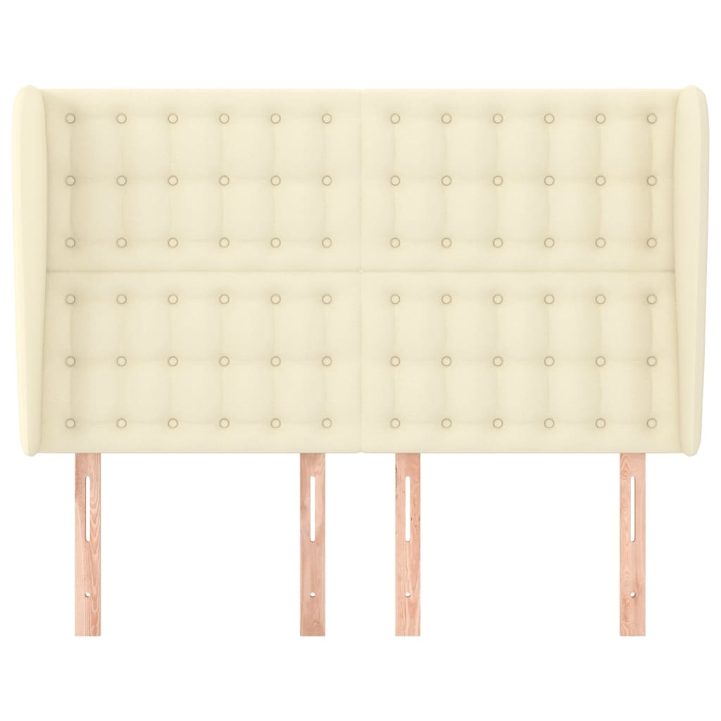 Hoofdbord Met Randen Kunstleer Kleurig 147 x 23 x 118/128 cm Crème