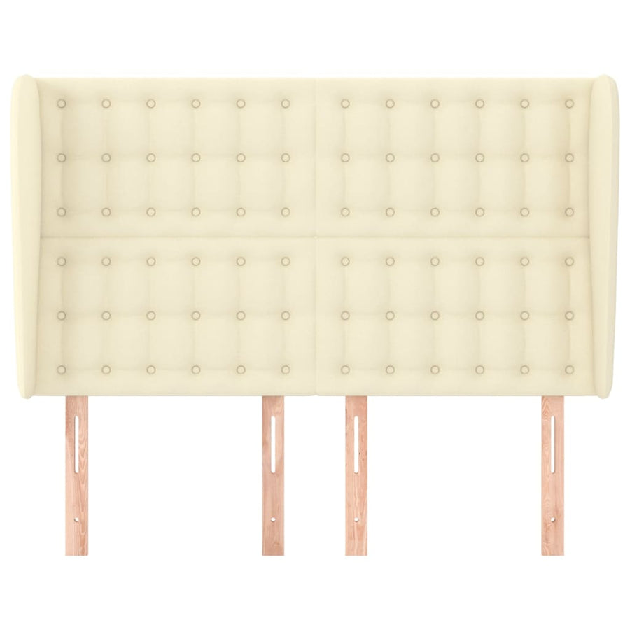 Hoofdbord Met Randen Kunstleer Kleurig 147 x 23 x 118/128 cm Crème