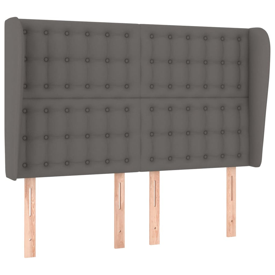 Hoofdbord Met Randen Kunstleer 147 x 23 x 118/128 cm Grijs